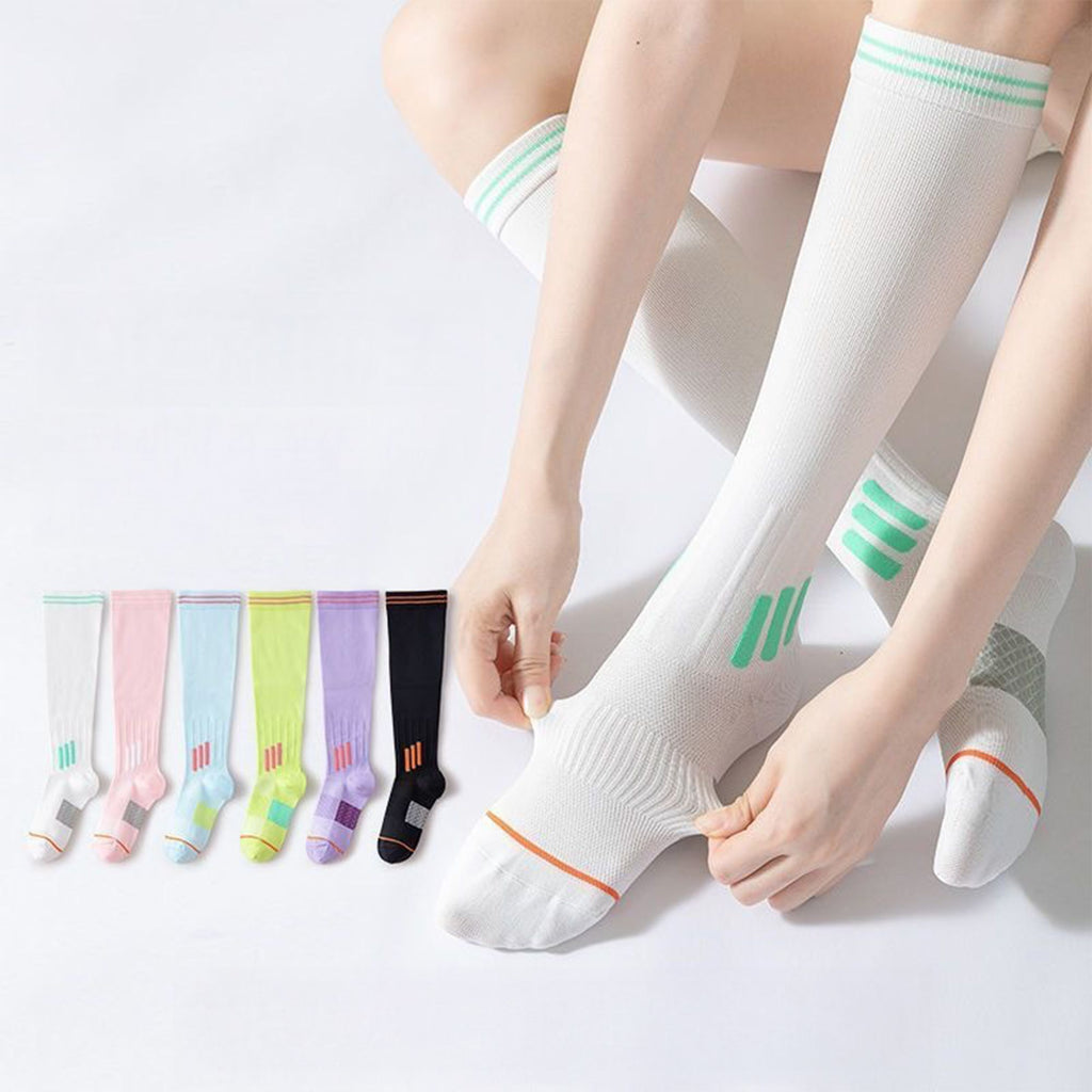 Anna-Kaci 3-Pair Set Knee-High Compression Athletic Socks Breathable Anti-Slip Support Design for Running and Jump Rope