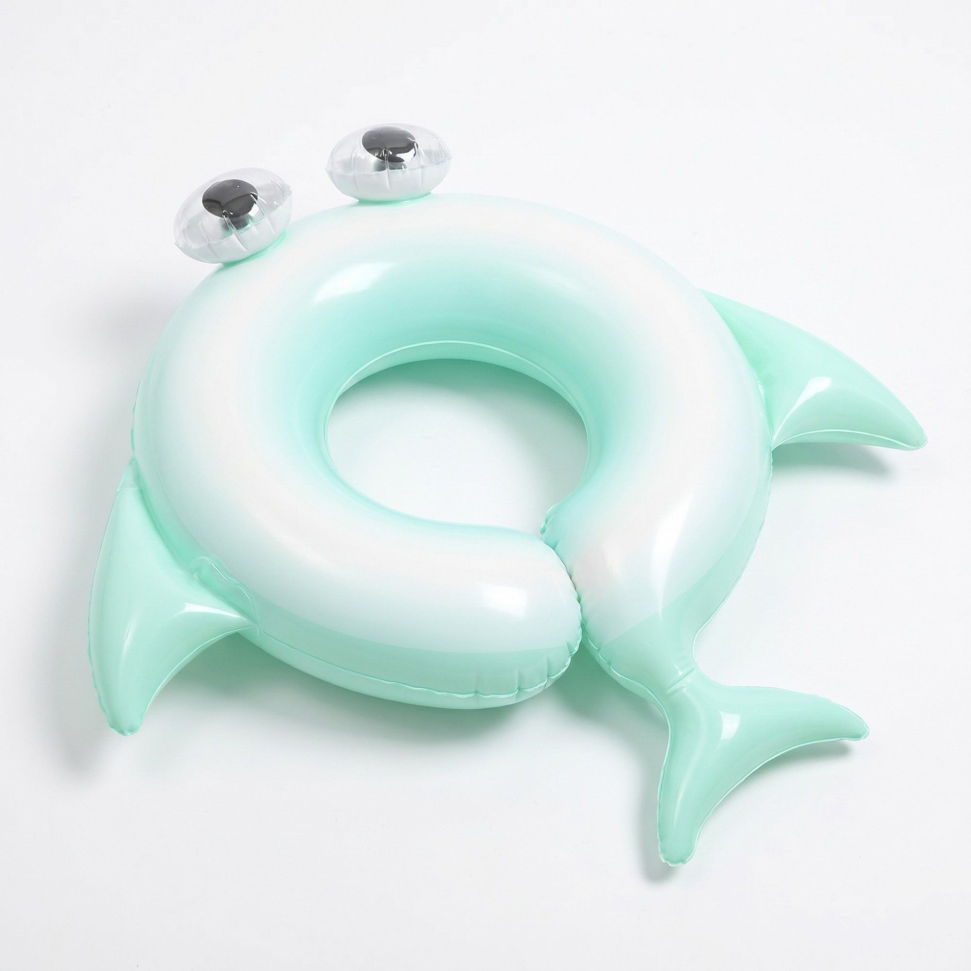 Kids Inflatable Dolphin Pool Ring with 3D Eyes and Tail Fin