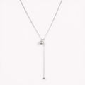 Women's Adjustable Drop Necklace with Single Bead Accent and Sleek Lariat Chain