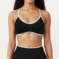 Anna-Kaci Active Women's Contrast Trim Scoop Neck Sports Bra with Adjustable Spaghetti Straps