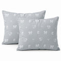 2-Piece Cotton Pillowcases with Bow and Tulip Print Design for Bedroom, Soft and Cozy Bedding Set 20x26in