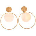 Gold Tone Textured Stud Earrings with Hoop and Disc Detail