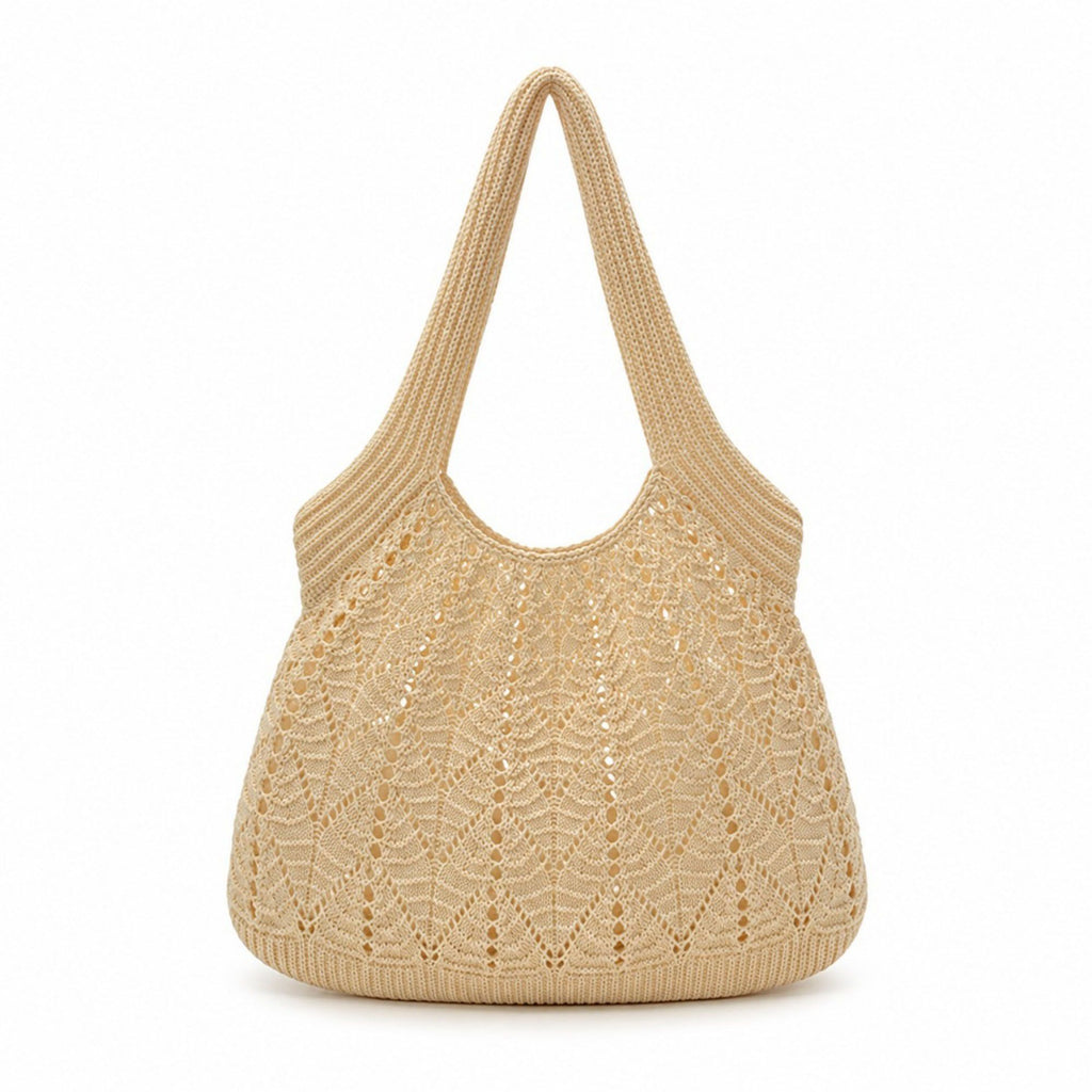 Crochet Tote Bag Lightweight Shoulder Bag with Openwork Knit Texture