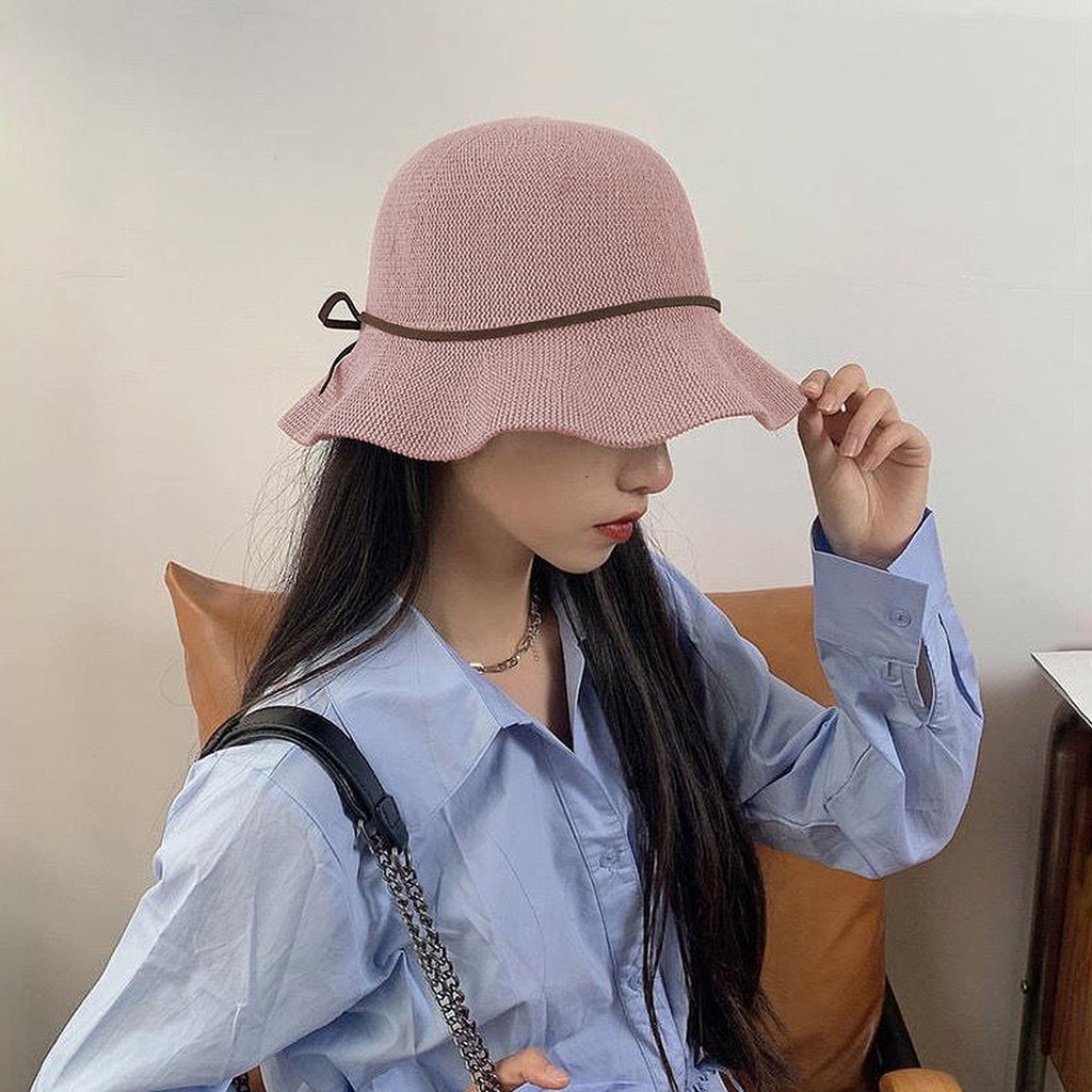 Anna-Kaci Women's Foldable Crocheted Bucket Hat with Bow Accent