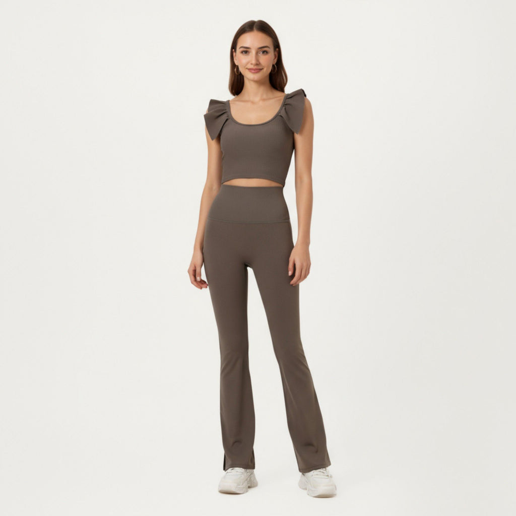 Anna-Kaci Active Women's High Waist Flare Sweatpants with Slim Fit Stretch Fabric