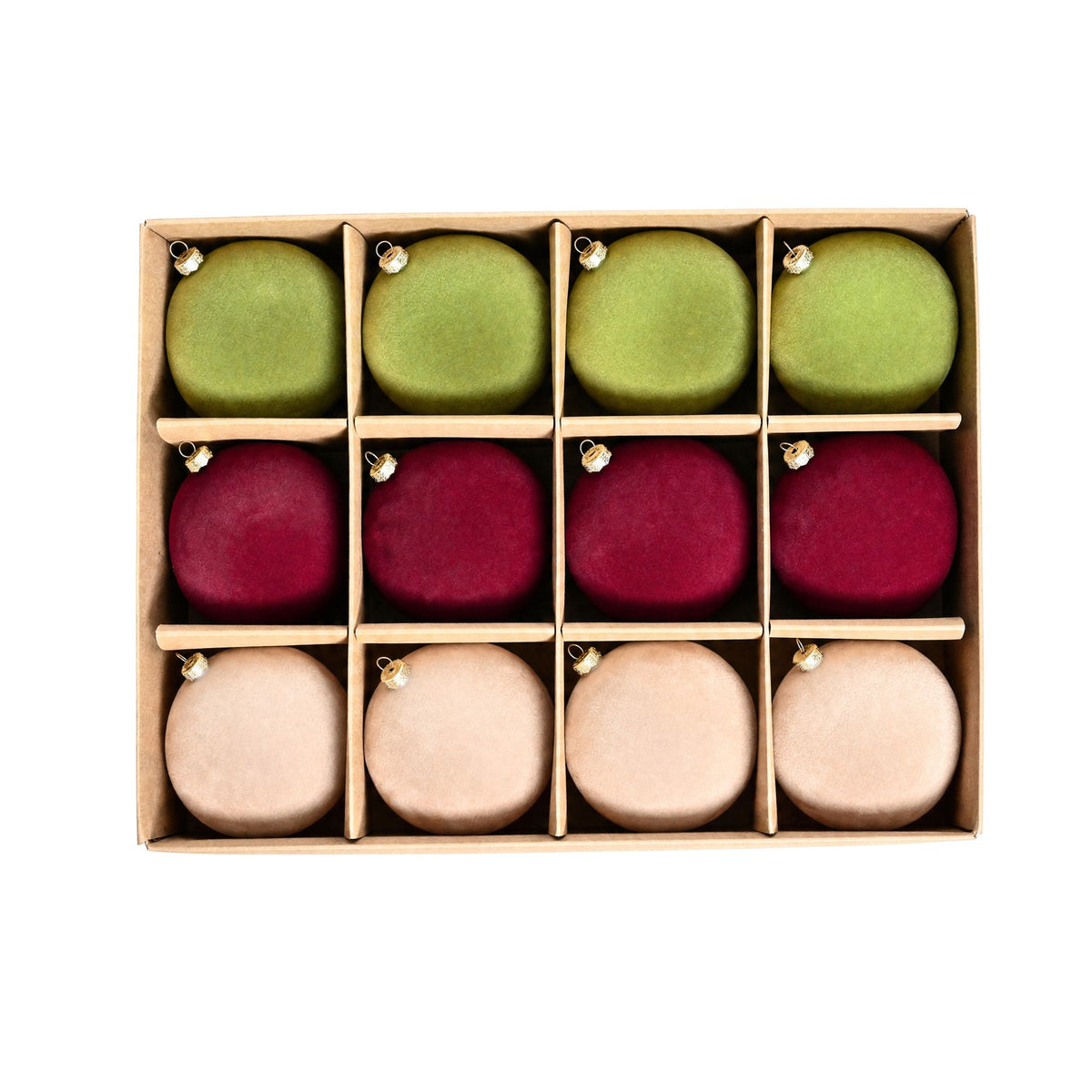 12ct Flocked Christmas Ball Ornament Set Holiday Tree Decorations