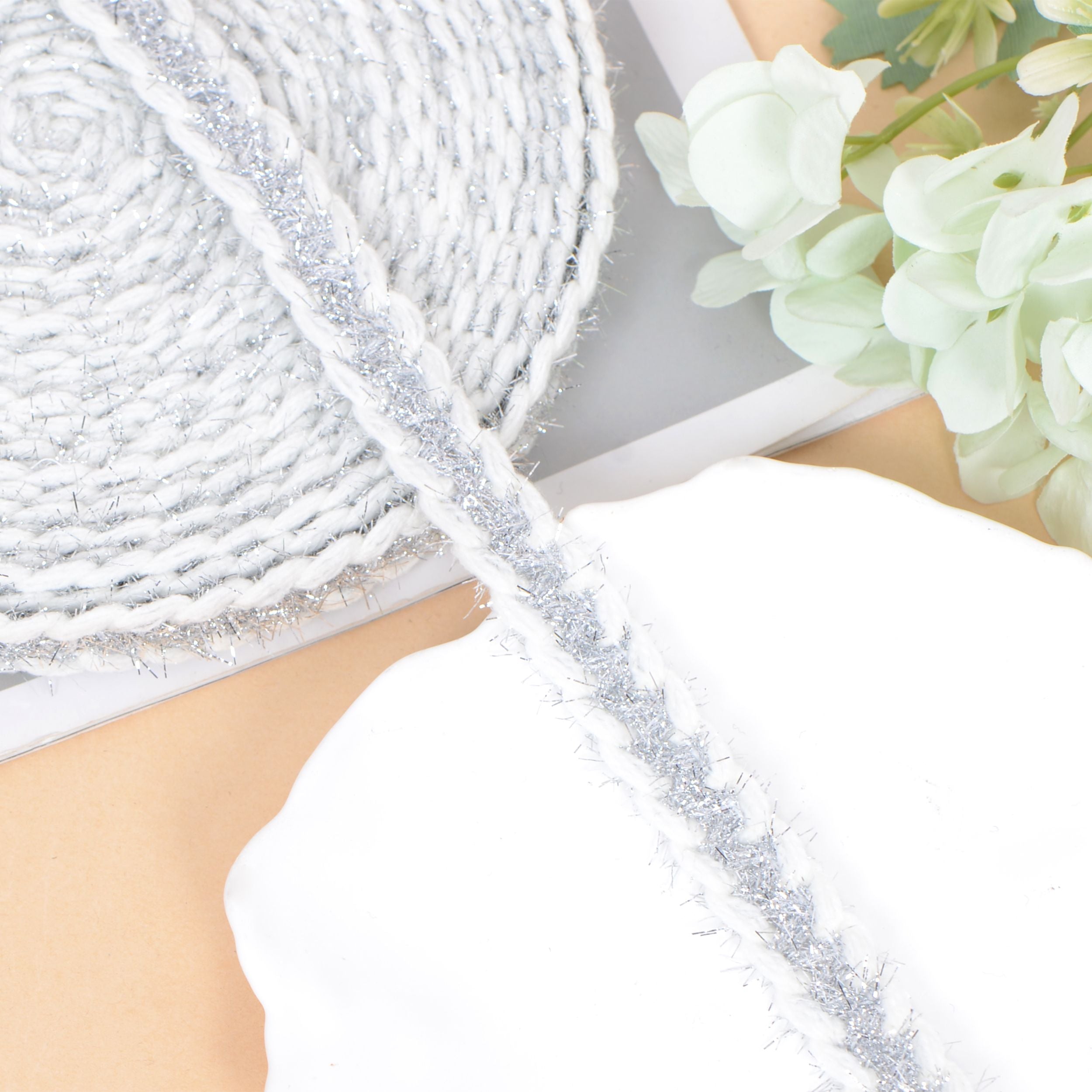 Sewing Braid Trim, 11 Yards 0.6 Inch Twisted Cotton Cord Trim, Handmade DIY Craft Embellishment Costume Garment Decor Accessory