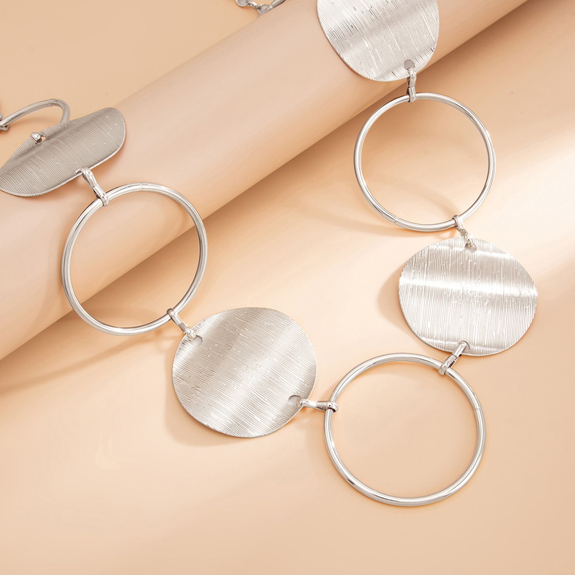 Round Disc and Ring Metal Waist Chain Adjustable Body Belt Modern Statement Waist Jewelry