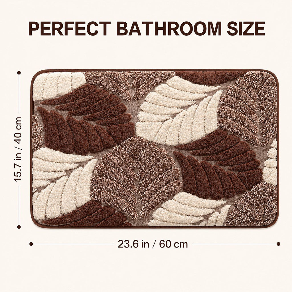 Botanical Leaf Bath Mat Nonslip Tufted Accent Rug 15.7 x 23.6 Inches