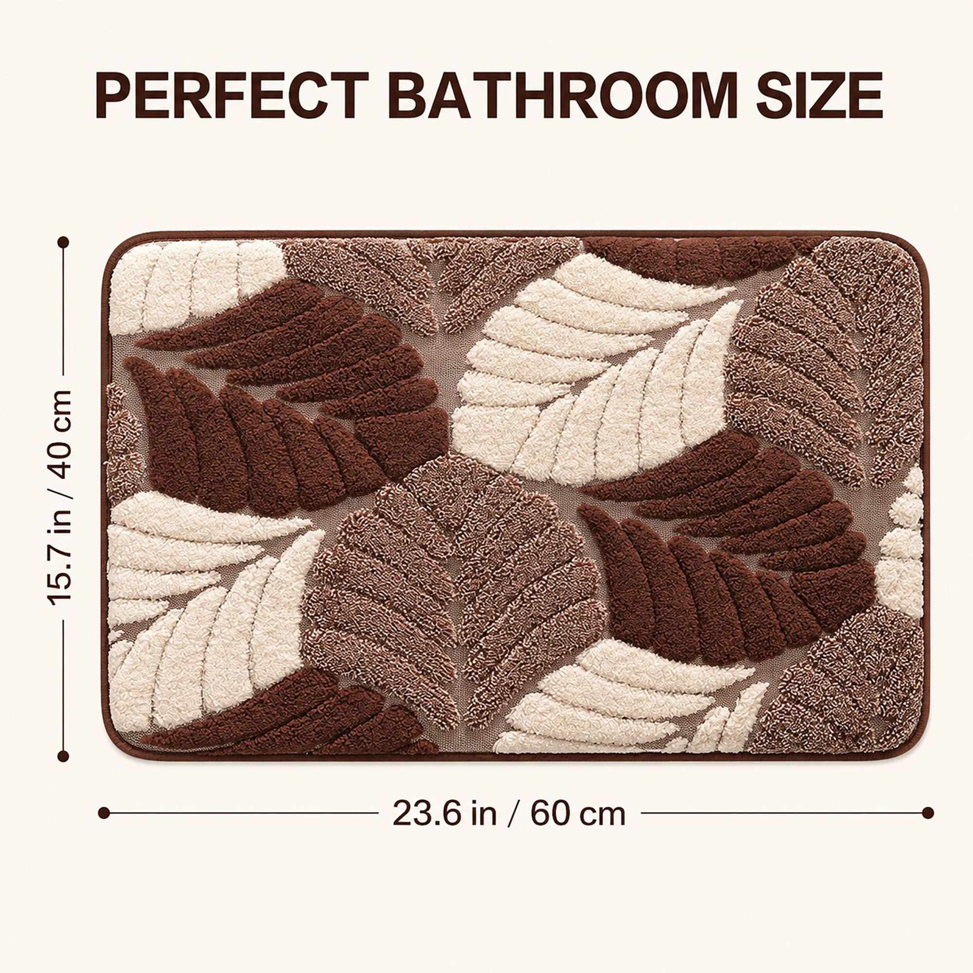 Botanical Leaf Bath Mat Nonslip Tufted Accent Rug 15.7 x 23.6 Inches