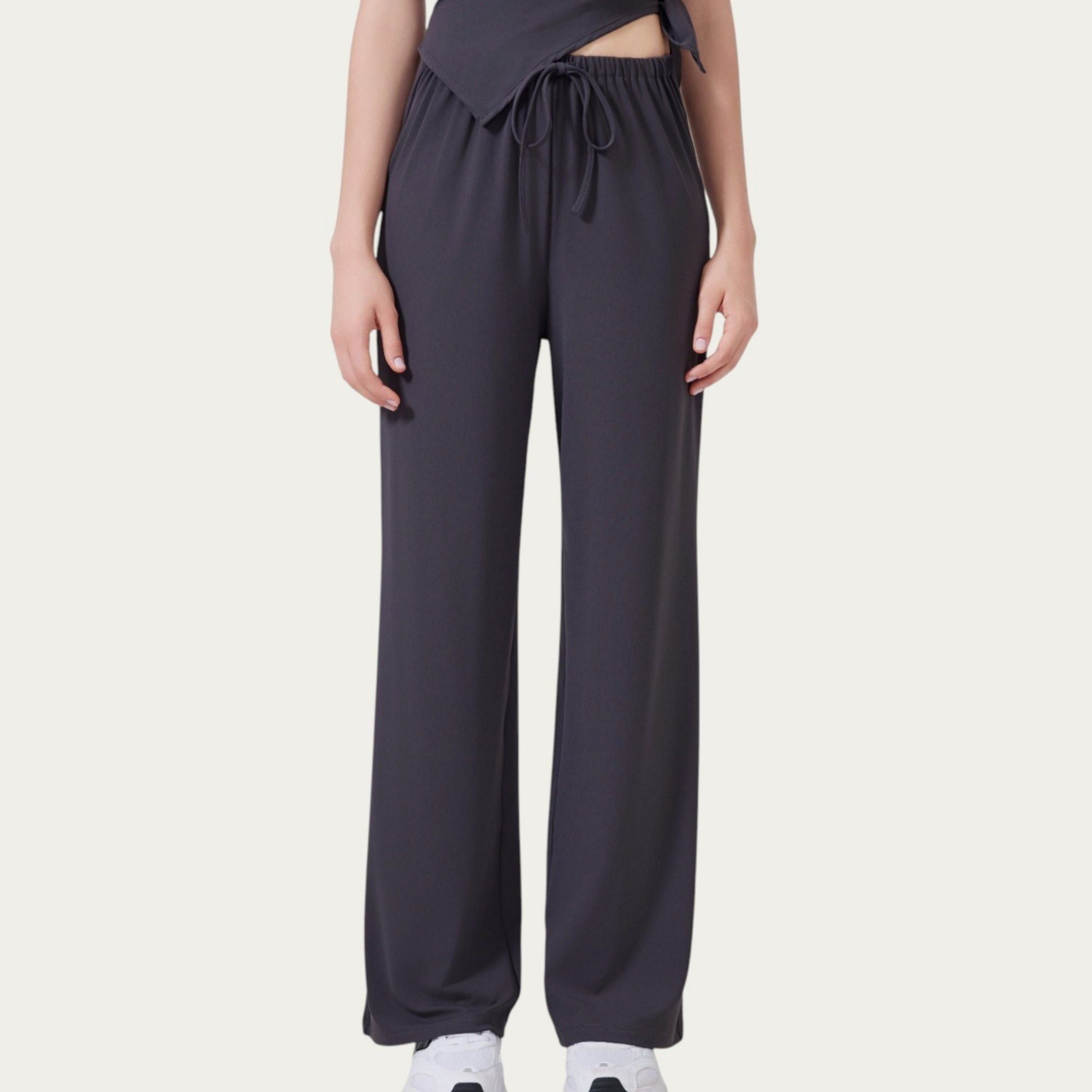 Anna-Kaci Active Women's High Waist Drawstring Wide Leg Sweatpants with Relaxed Fit