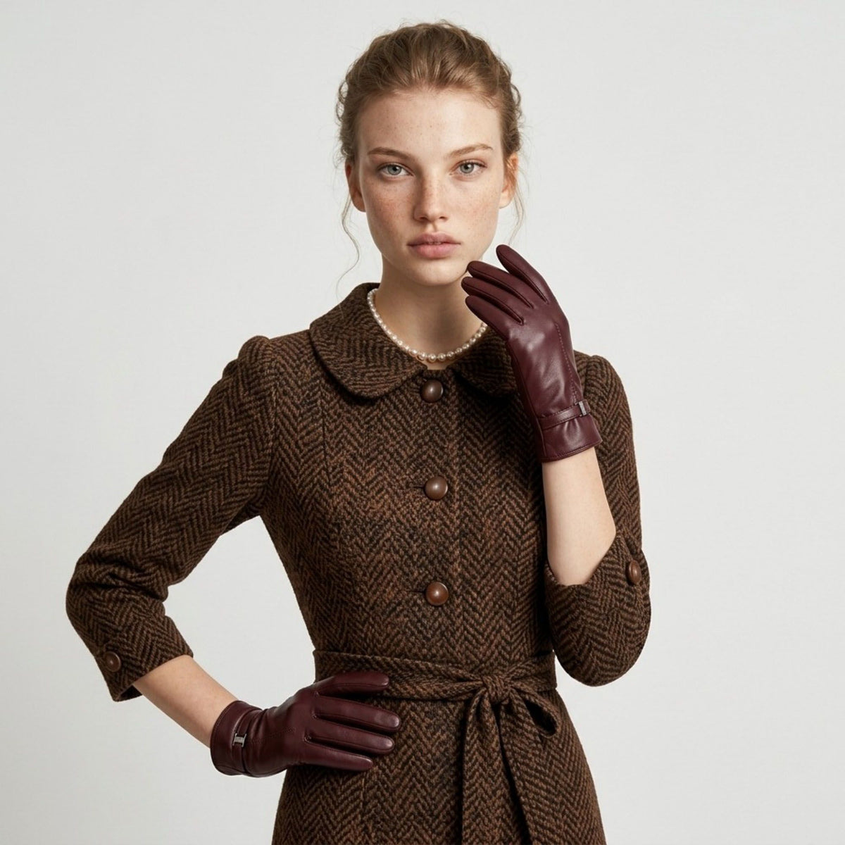 Leather-Look Gloves with Buckle Detail