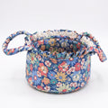 Floral Quilted Fabric Storage Basket with Carry Handles