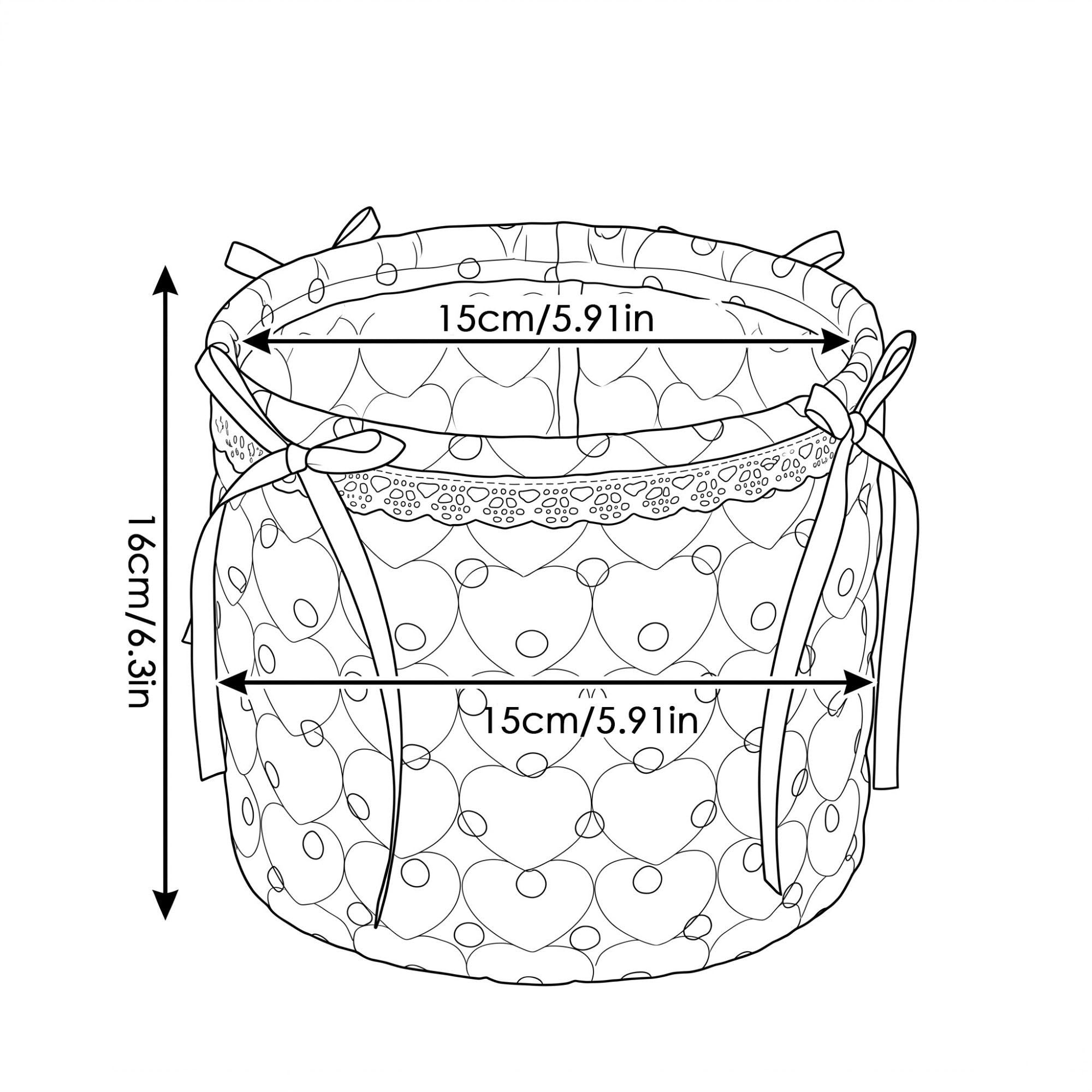 Quilted Heart Polka Dot Storage Bin with Lace Trim & Ribbon Bows
