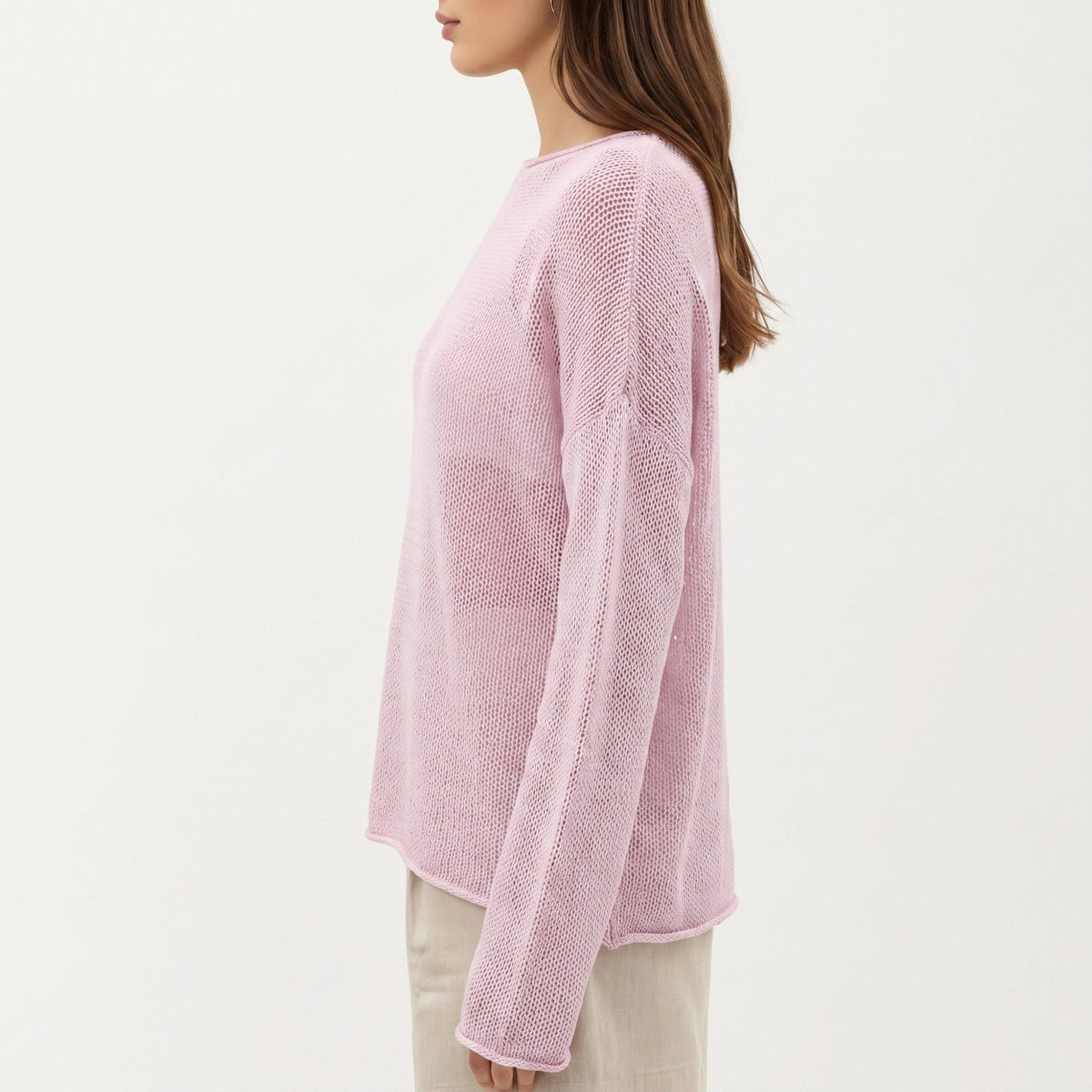 Saco de punto abierto ligero de manga larga Anna-Kaci para mujer con ajuste relajado y textura sutilmente transparente