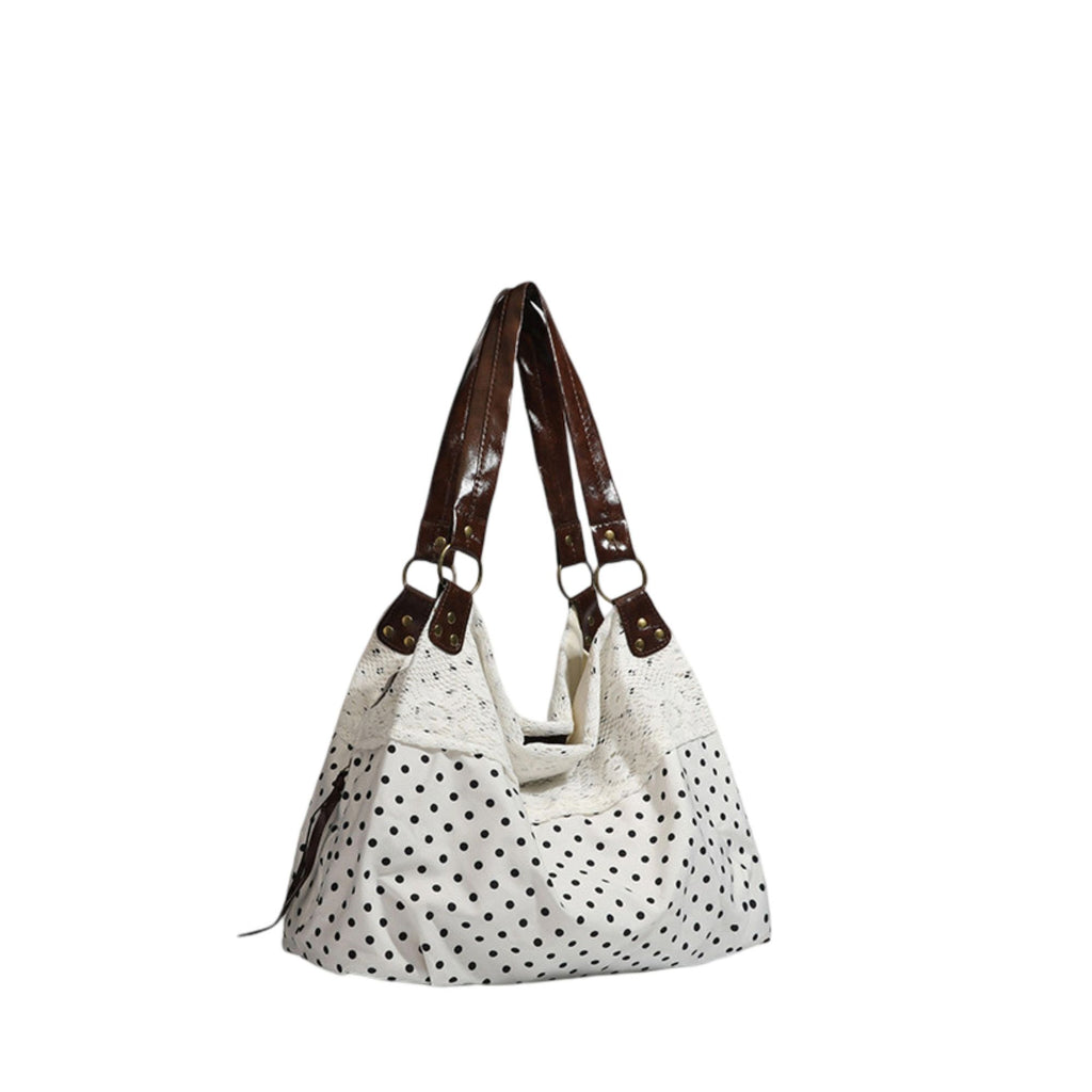 Polka Dot Lace Accent Shoulder Bag for Women