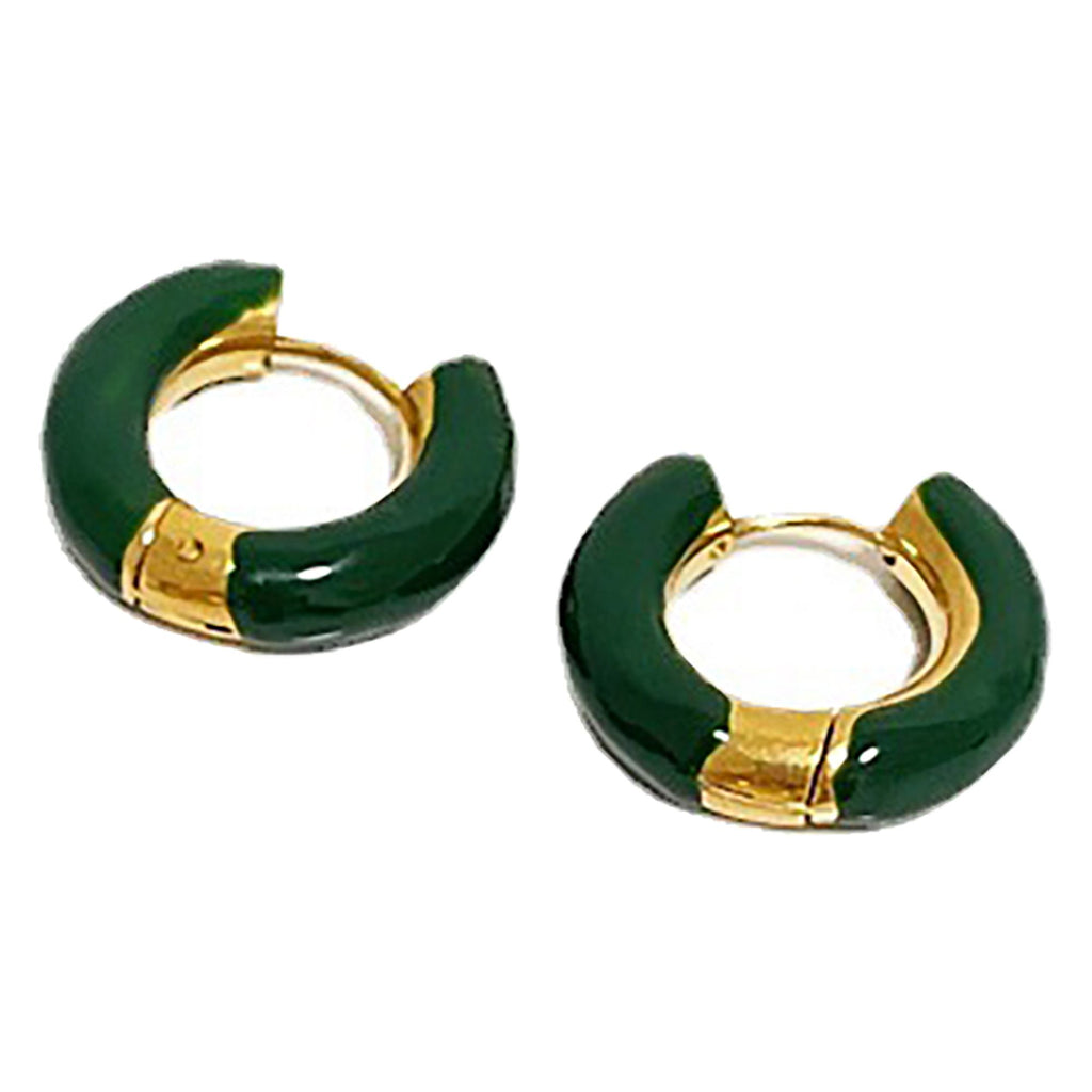 Women's Enamel Huggie Hoop Earrings - Small Hoops for Everyday Wear