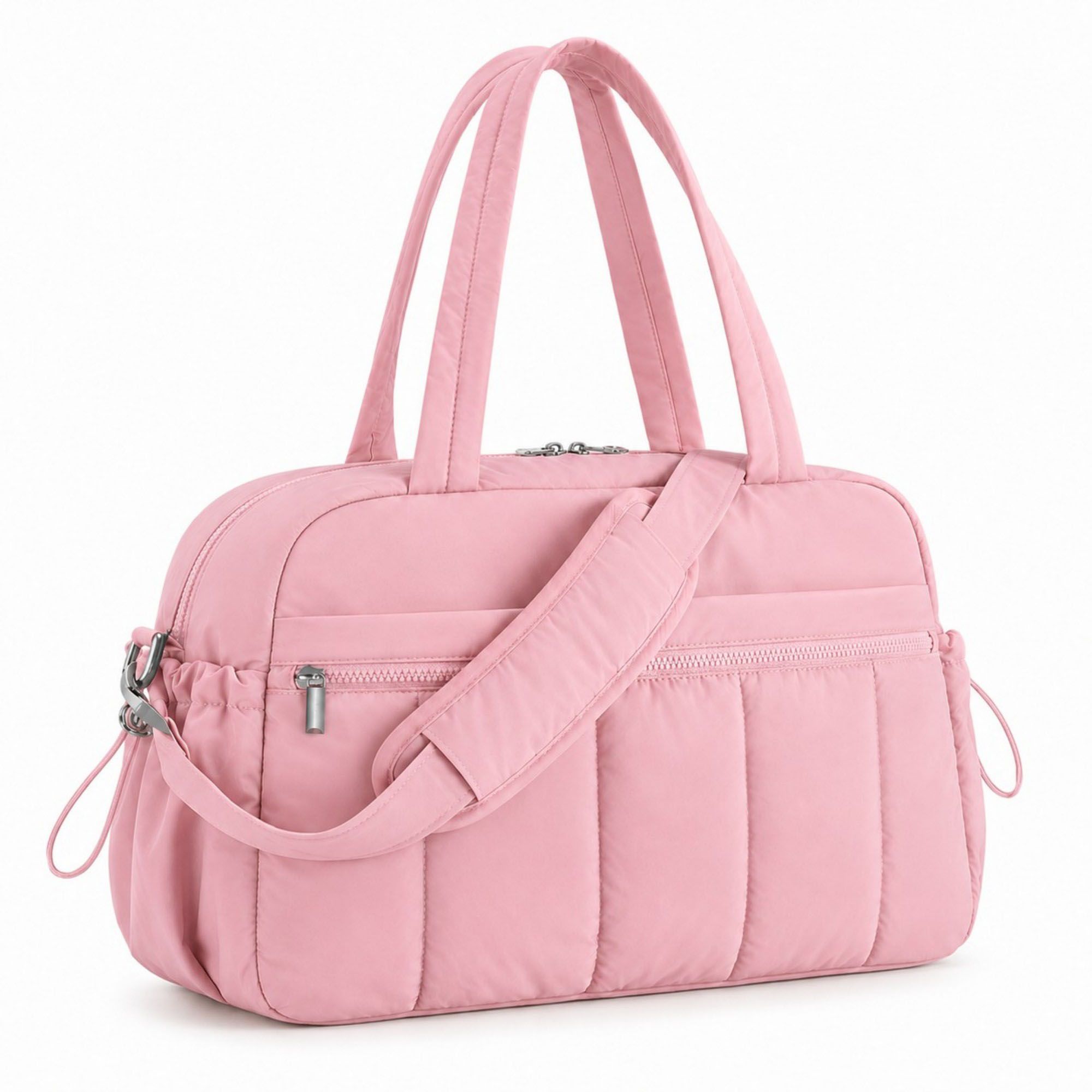 Nylon Travel Tote Gym Bag with Pockets and Shoulder Handles