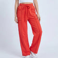 Anna-Kaci Women's High Rise Drawstring Wide Leg Utility Pants with Patch Pockets
