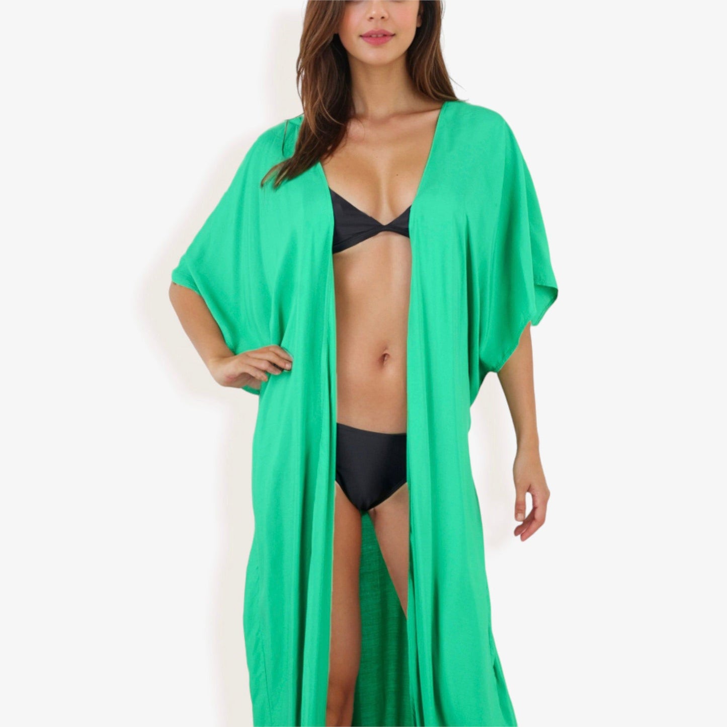 Flowy Kimono Cover-Up with Waist Tie and Open Front