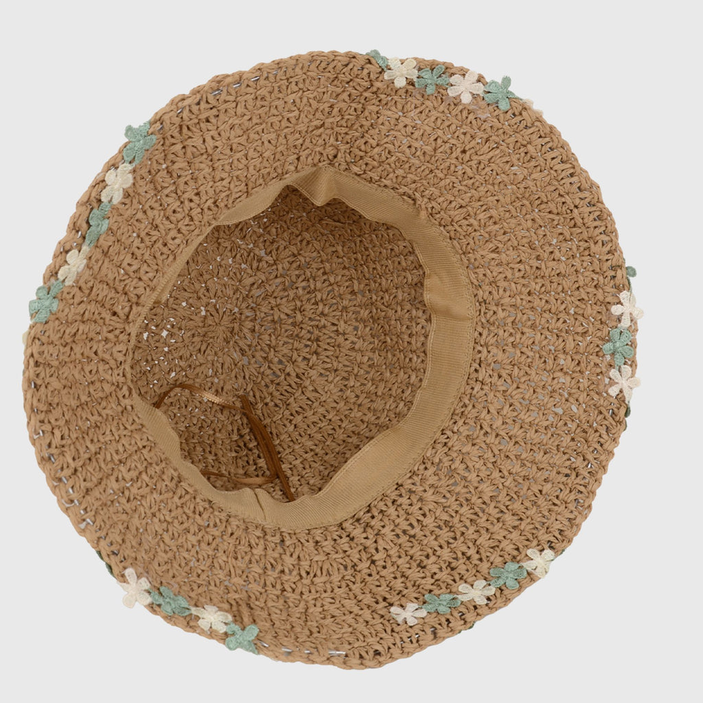 Anna-Kaci Women's Floral - Embellished Crochet Straw Sun Hat