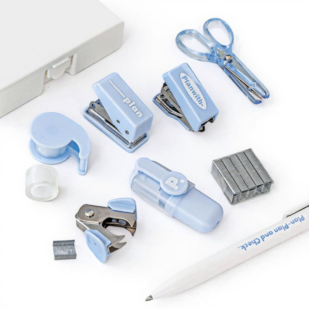 Portable Stationery Supply Set with Clear Zipper Case for School and Office Use 4.2x2.5x1.5 in