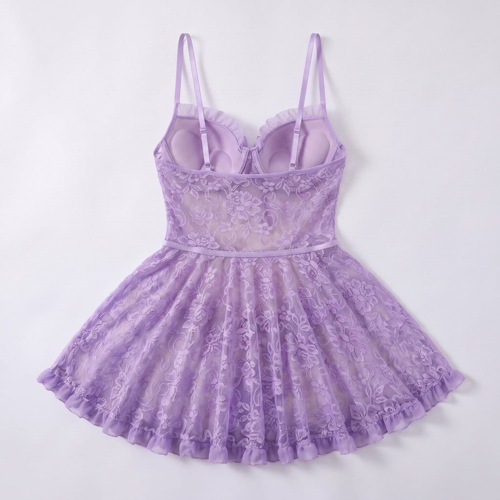 Floral Lace Underwire Lingerie Dress