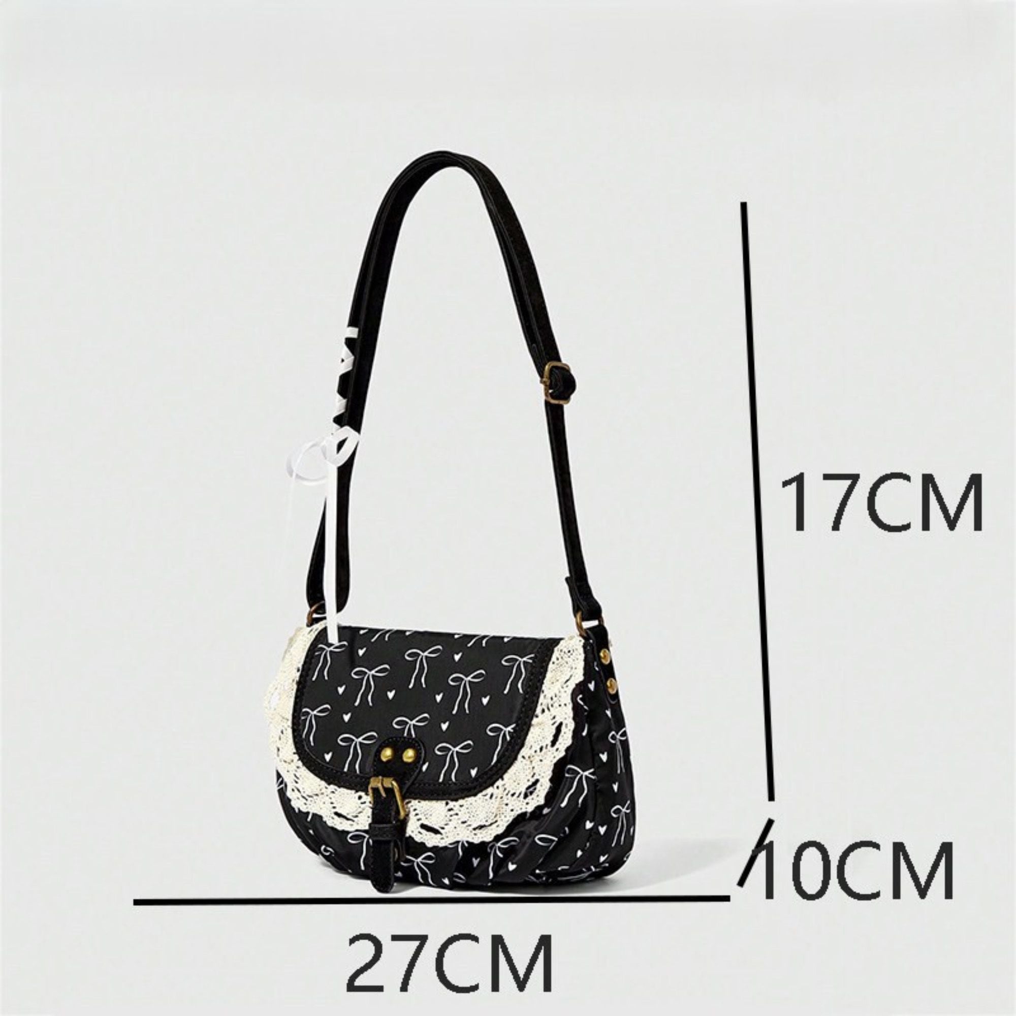 Vintage Lace Crossbody Bag for Women, Adjustable Shoulder Purse with Buckle Flap