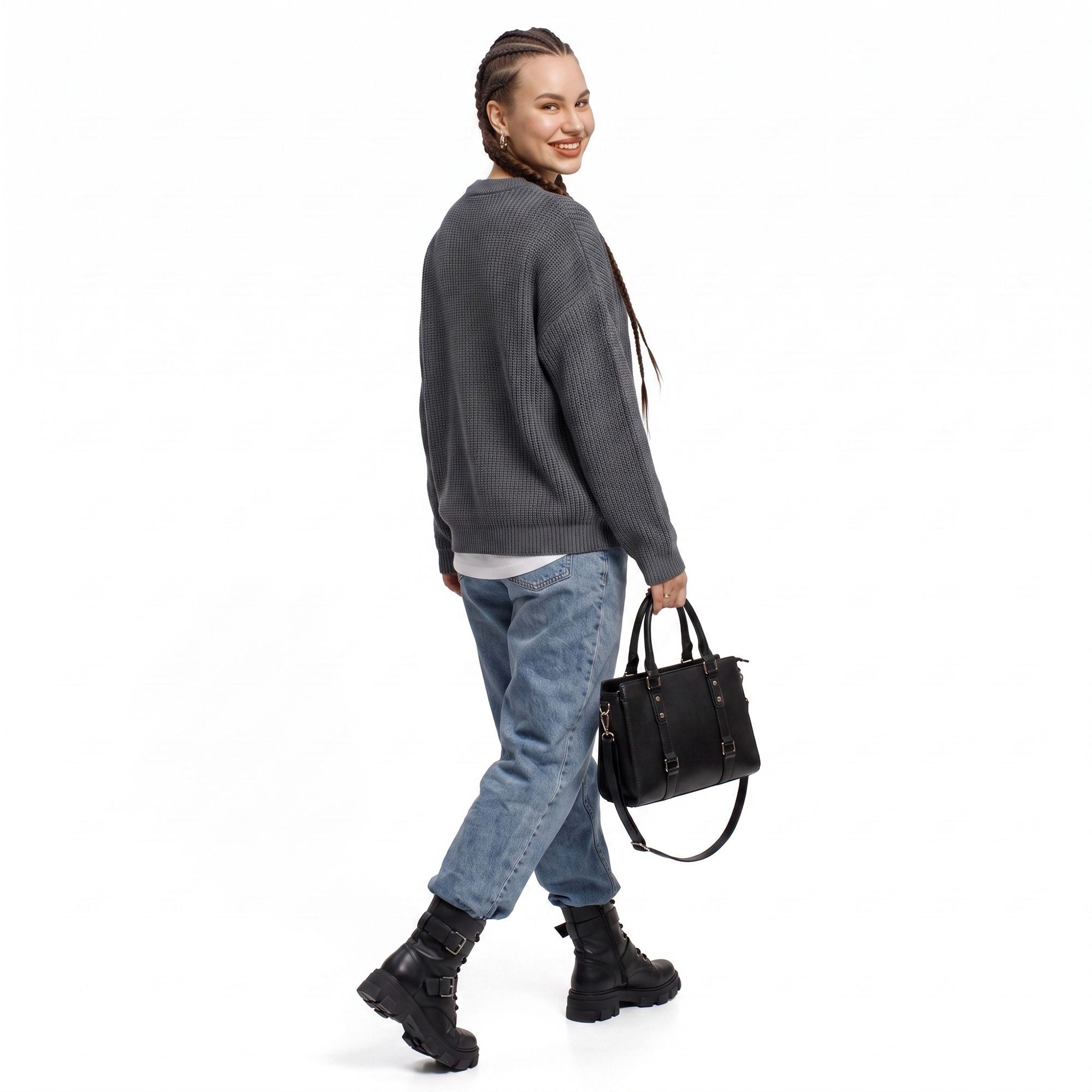 Oversized Chunky Knit Crewneck Pullover Sweater