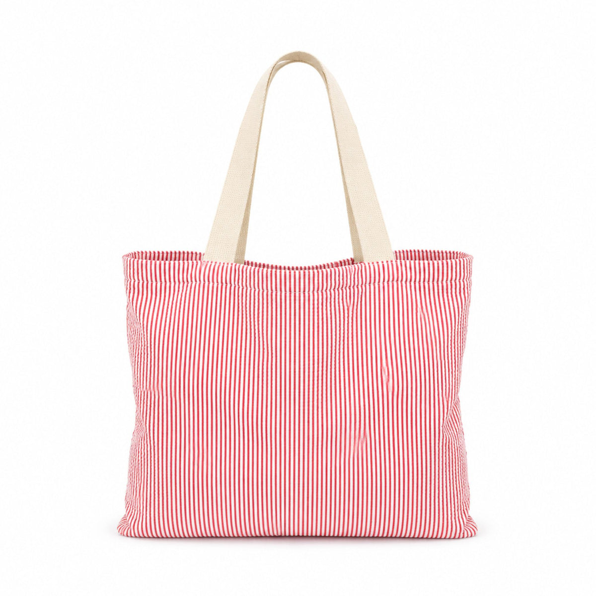 Striped Canvas Tote Bag Colorblock Large Capacity Shoulder Bag