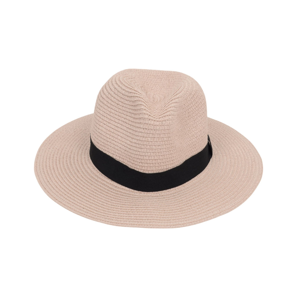 Anna-Kaci Wide Brim Straw Fedora Sun Hat with Black Band Lightweight Packable Summer Panama Hat for UV Protection