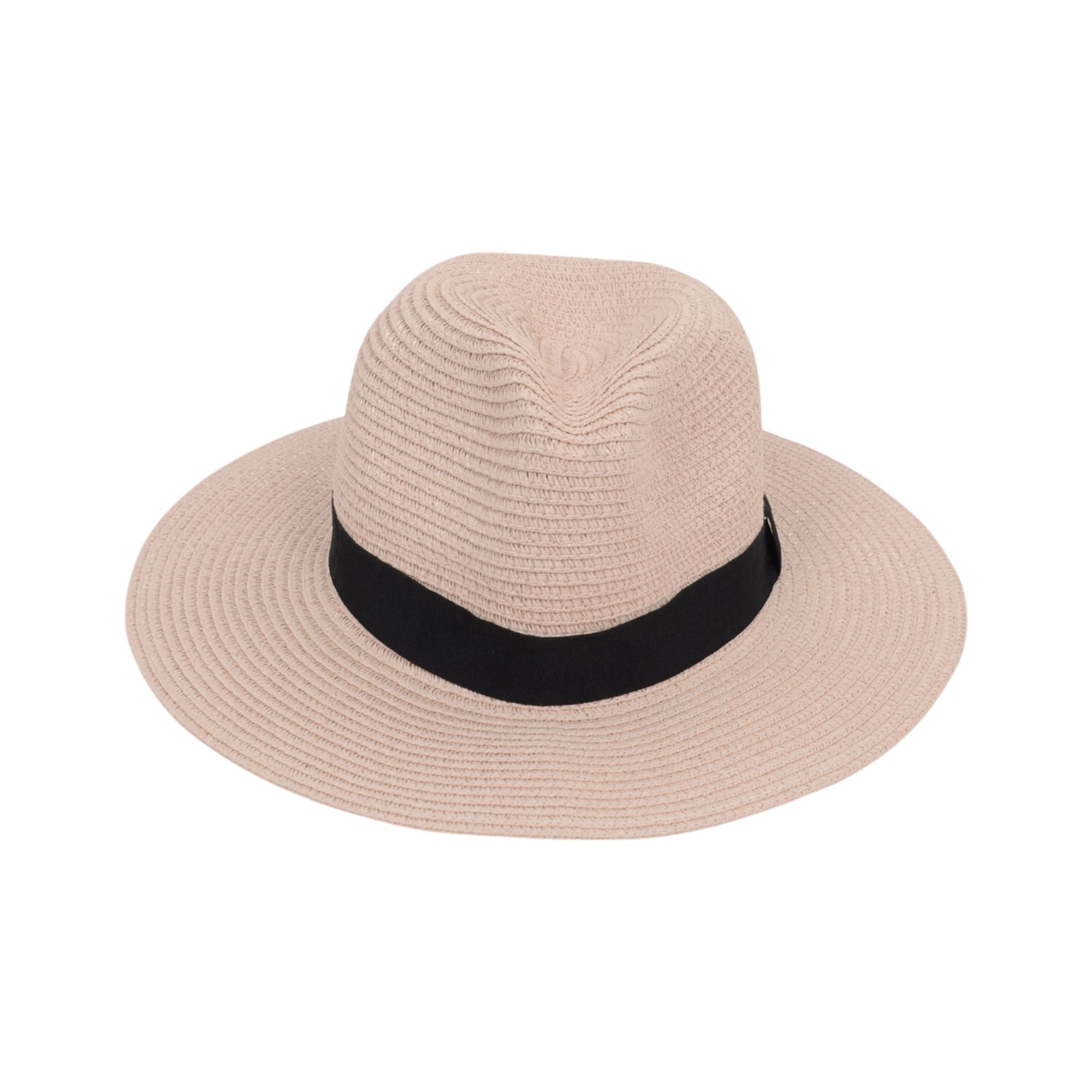 Anna-Kaci Wide Brim Straw Fedora Sun Hat with Black Band Lightweight Packable Summer Panama Hat for UV Protection