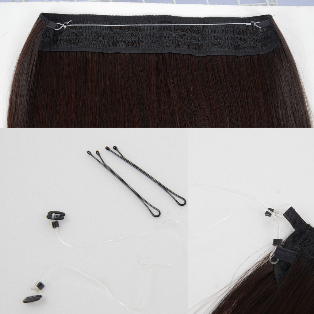 Longe Straight Natural Hair Extensions One Piece Invisible Wire Hair Extensions with Clip ins 22Inch for Women