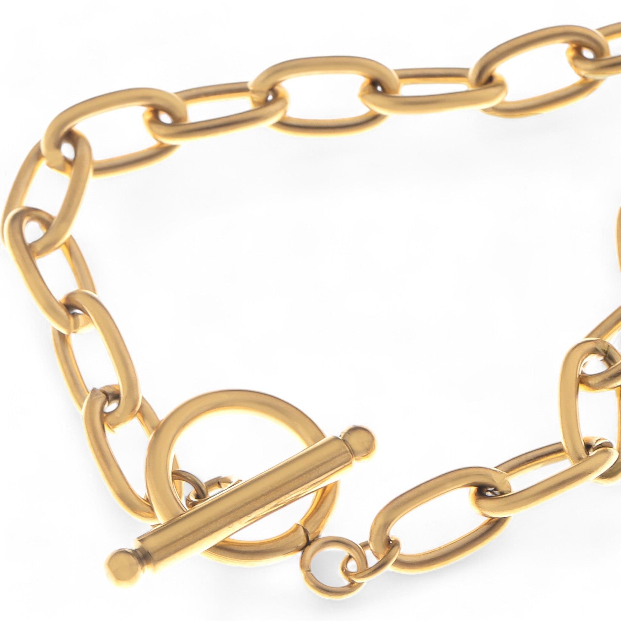 Women's Paperclip Chain Fashion Bracelet with Toggle Clasp