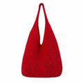 Crochet Tote Bag Red Open Knit Shoulder Bag Large Capacity Hobo Purse