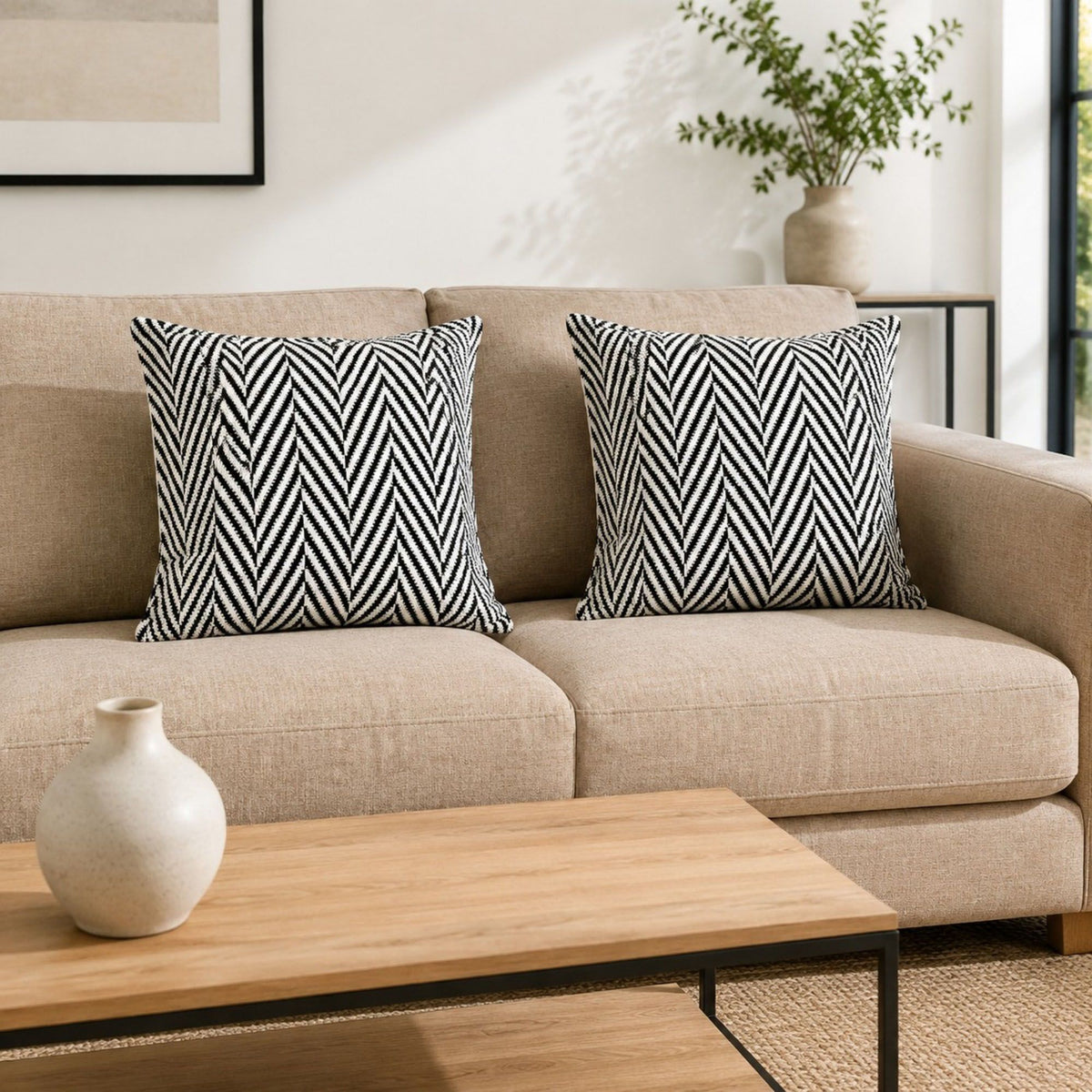 2 Pack Chevron Textured Decorative Throw Pillow Covers