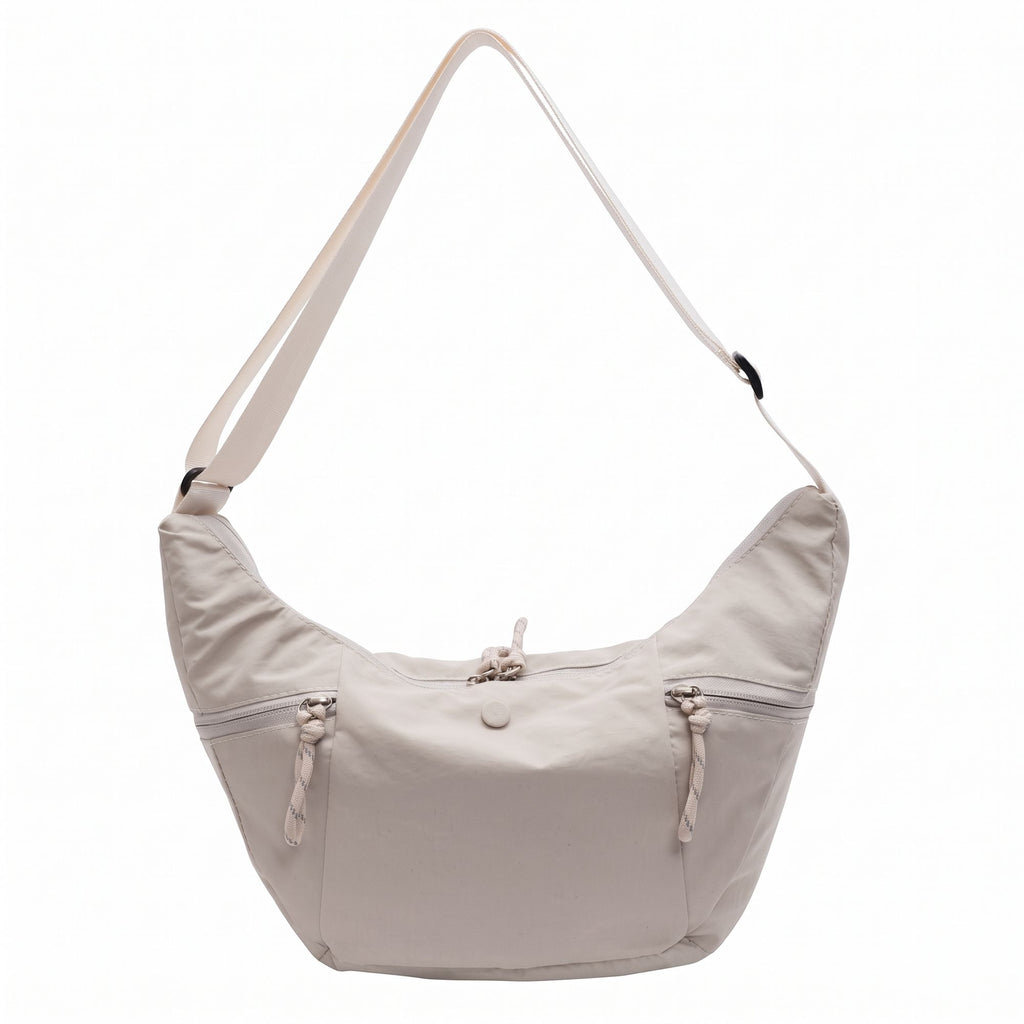 Lightweight Multi Pocket Crescent Crossbody Bag with Adjustable Strap