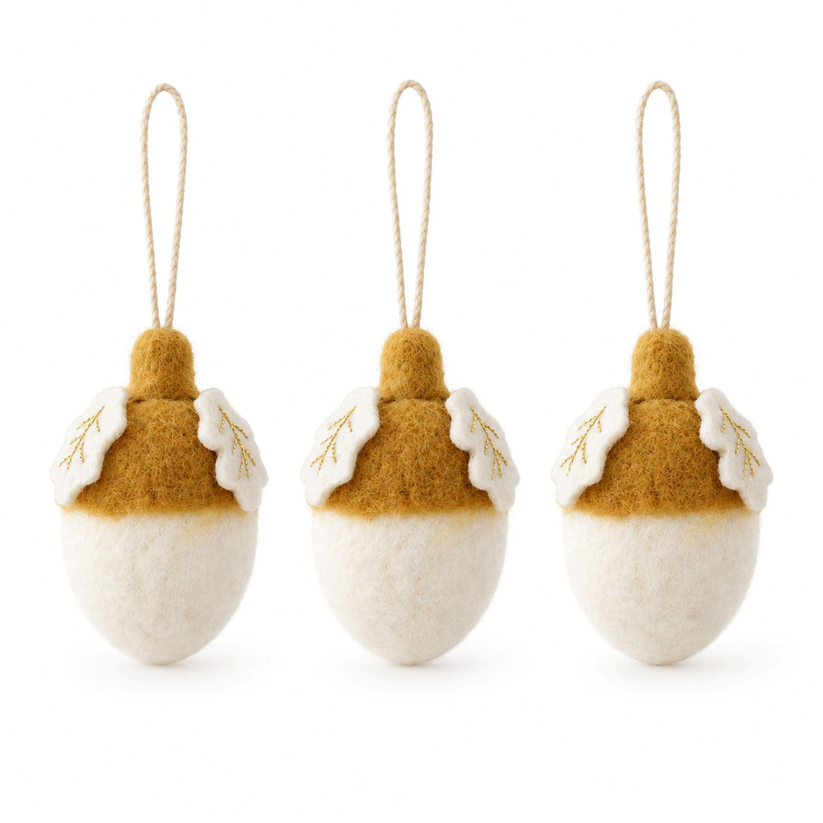 3 Piece Felt Acorn Hanging Christmas Ornament Set Gift
