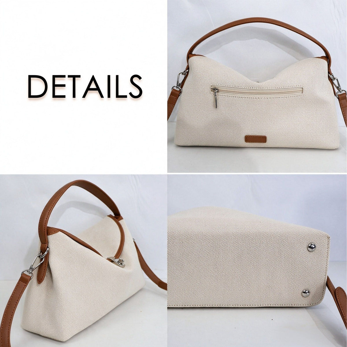 Structured Shoulder Bag with Top Handle Turn Lock and Crossbody Strap