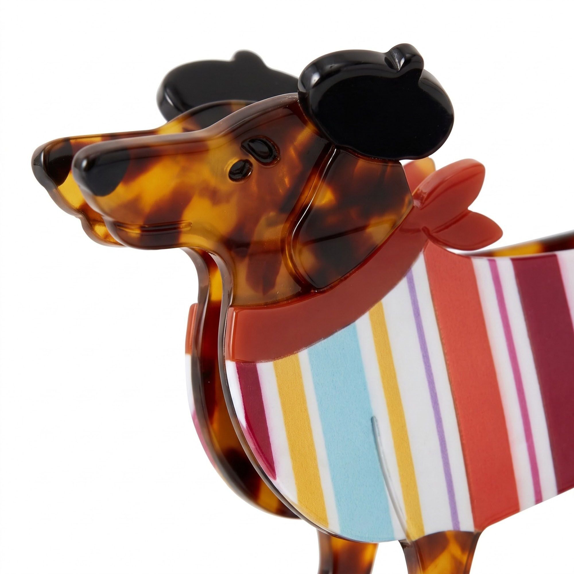 3pc Dachshund Dog Hair Clip Set Tortoiseshell Puppy Barrettes