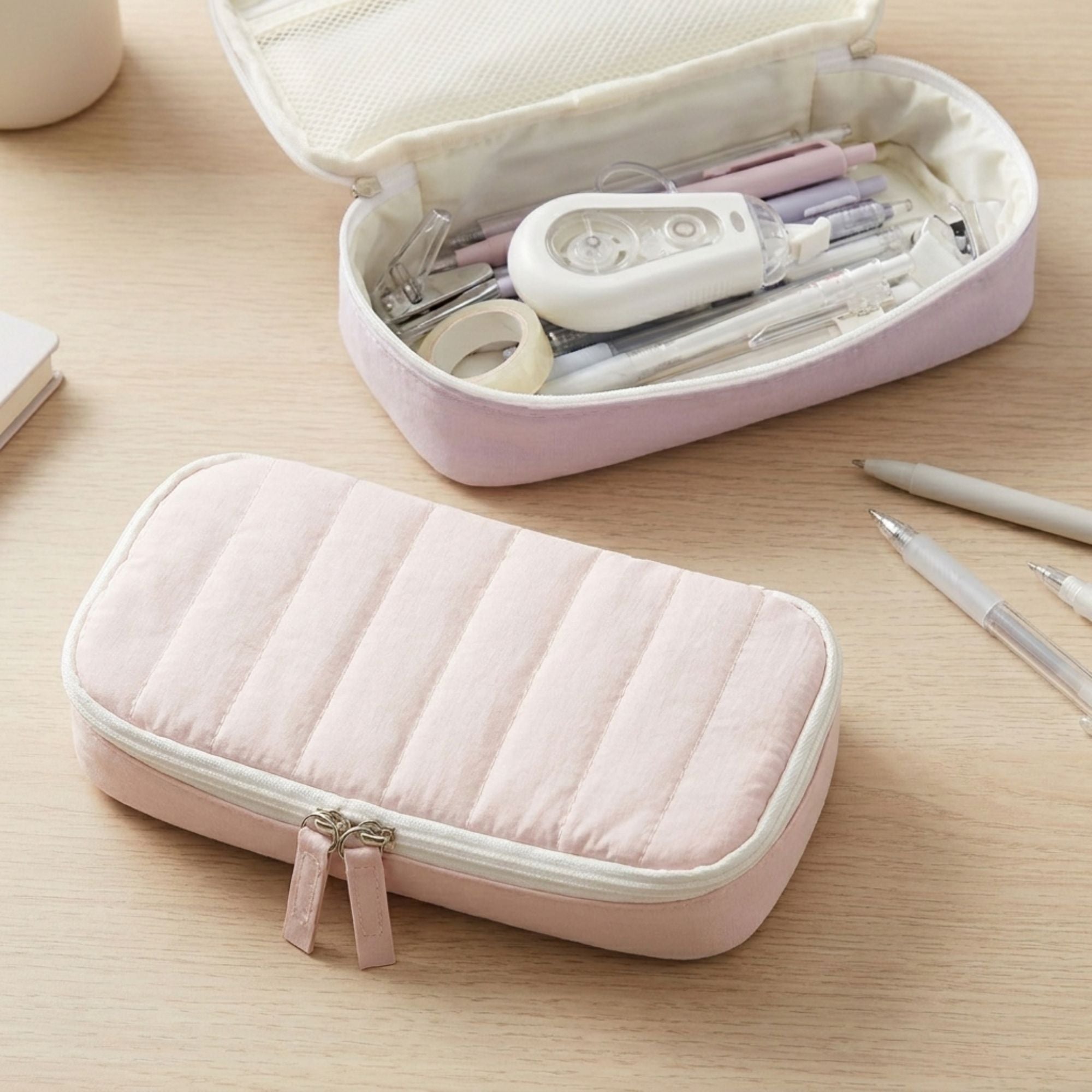 Capacity Pencil Case Stationery Organizer Pen Pouch with Mesh Pocket and Double Zipper