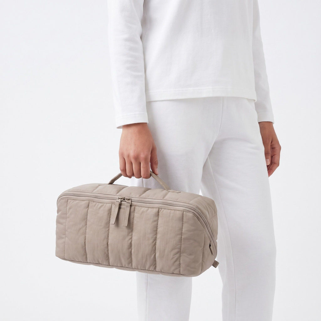 Vertical Padded Rectangular Travel Pouch with Top Carry Handle and Dual Zipper Pulls 16.7x5.3x5.3in