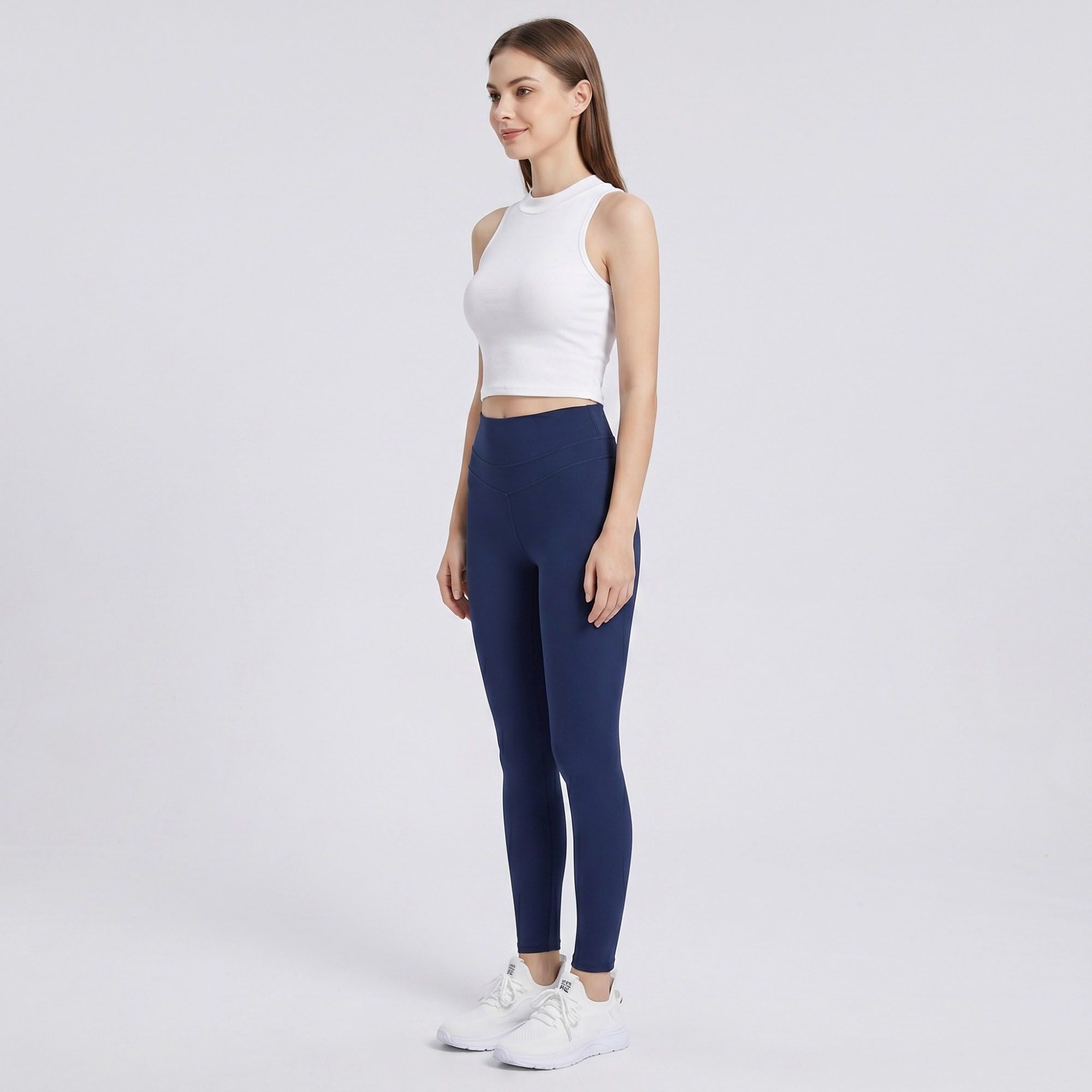 Anna-Kaci Women's High Waist Leggings with V Waist Seam and Smooth Stretch Fit