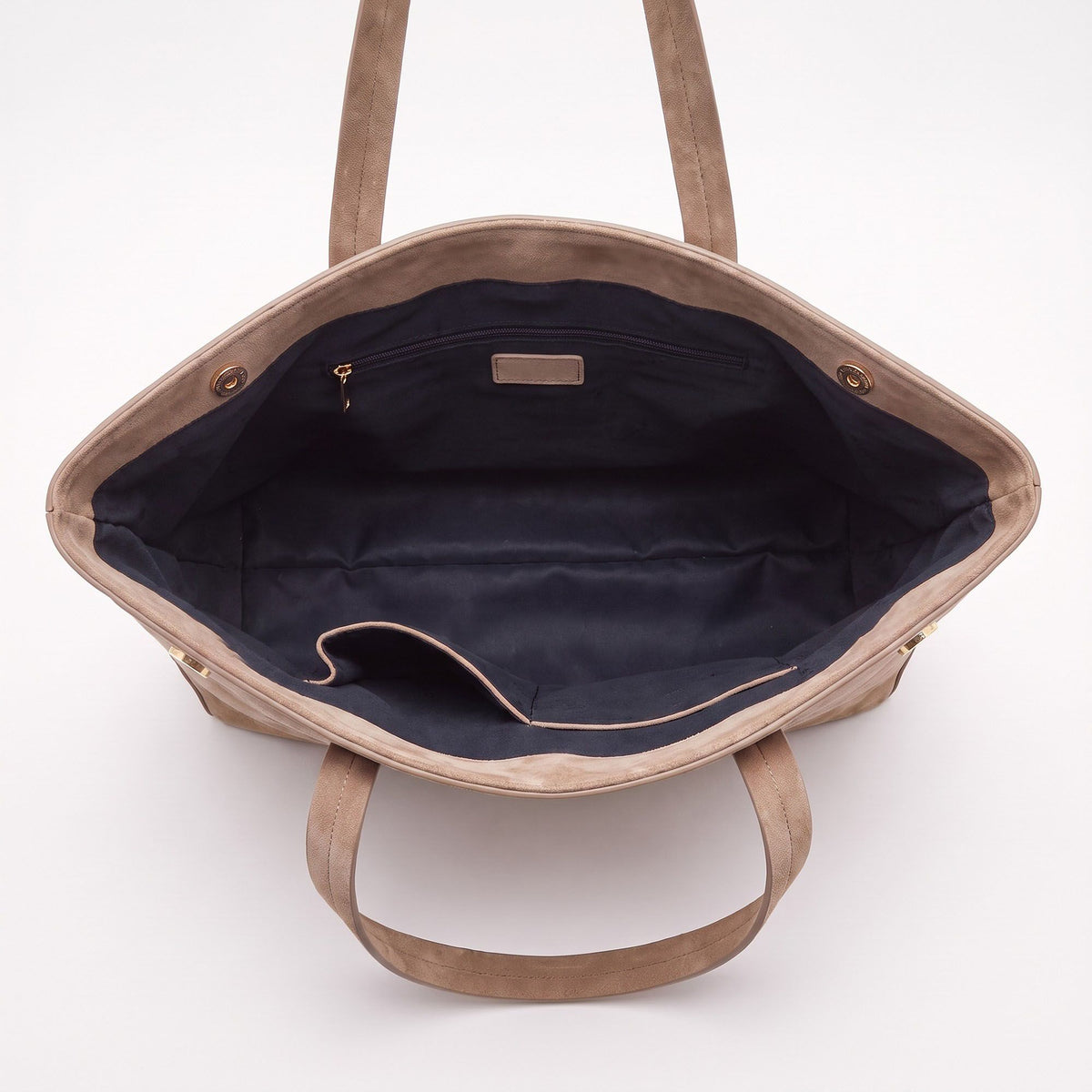 Large Shoulder Tote Bag with Foldover Flap and Interior Pockets