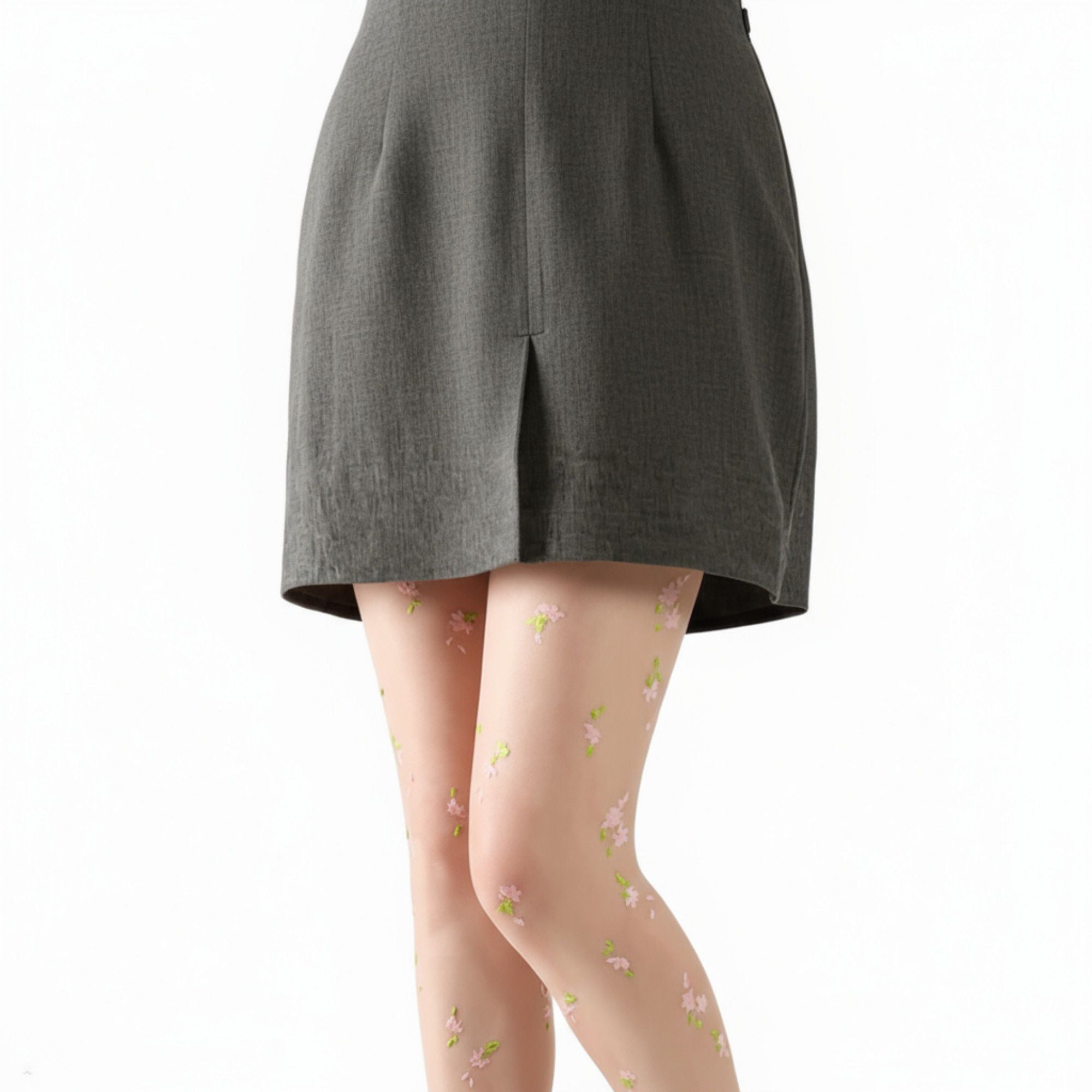 Anna-Kaci Women's Sheer Floral Embroidered Tights with Delicate Blossom Pattern and Stretch Fit