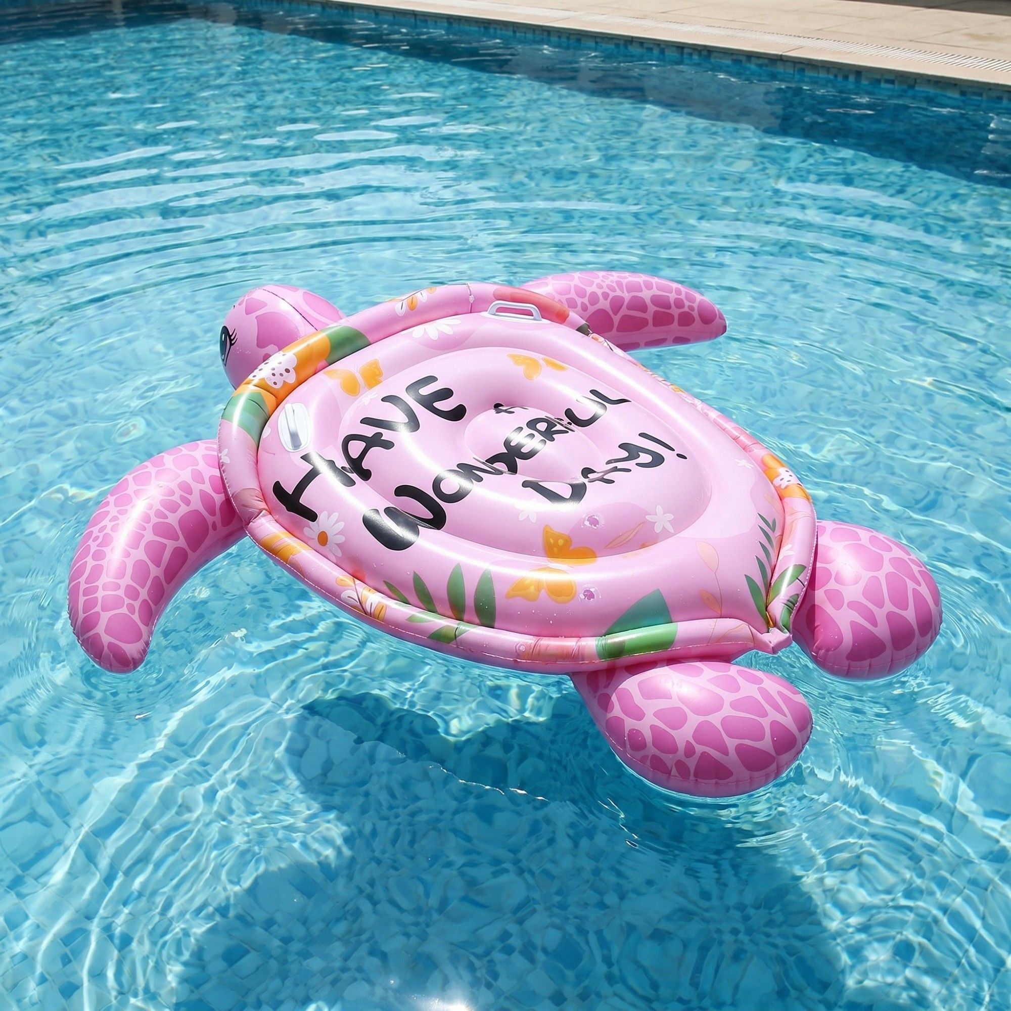 Inflatable Turtle Pool Float Lounge with Handles Durable PVC Water Float for Pool Beach Lake 68.9x68.9in