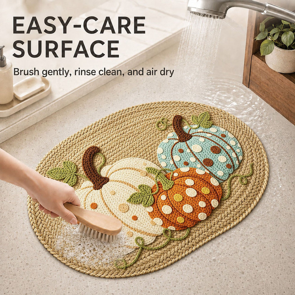 Fall Pumpkin Bath Mat Soft Absorbent Accent Rug 15.7 x 23.6 Inches