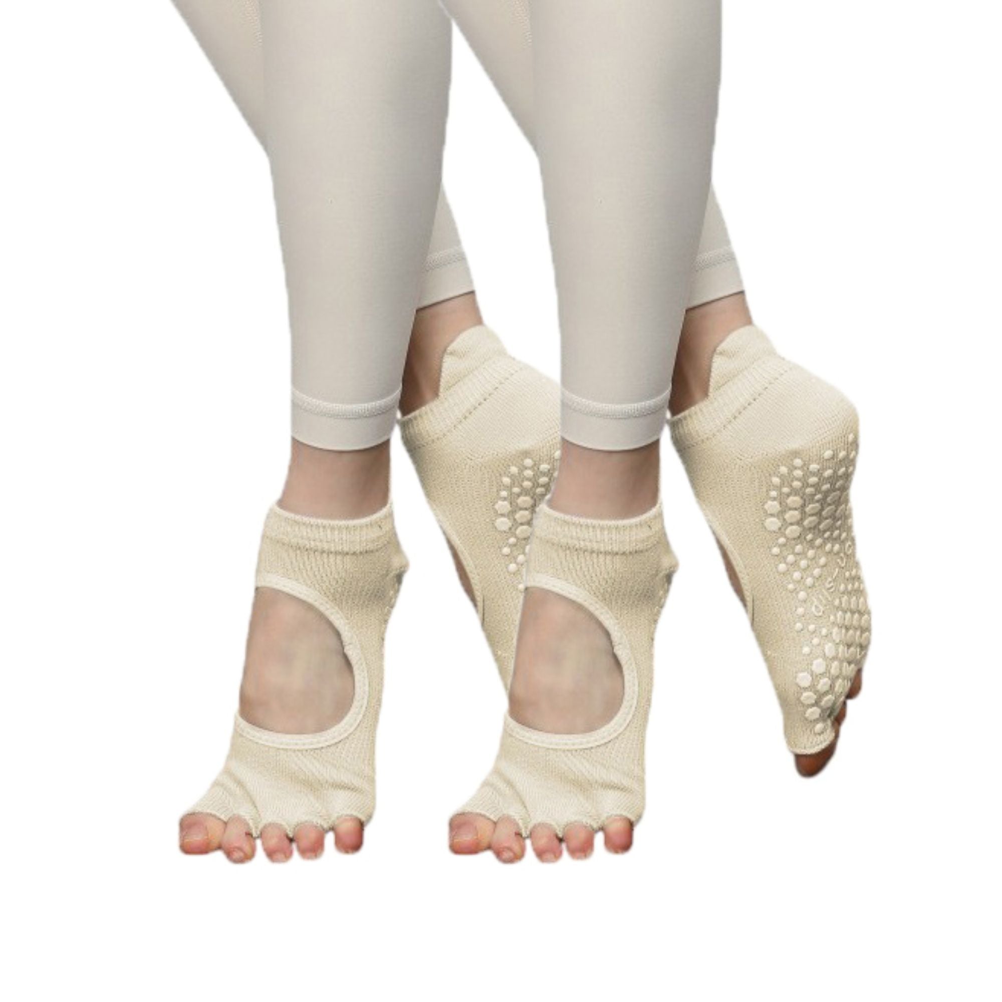 Anna-Kaci Women's Open-Toe Grip Socks for Yoga and Pilates with Non-Slip Soles and Arch Support