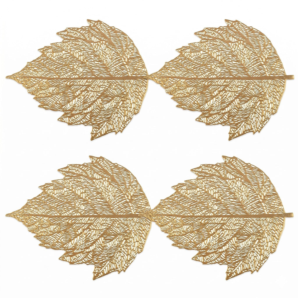 4 Piece Set Leaf Shape PVC Placemats Heat Resistant Decorative Table Mats