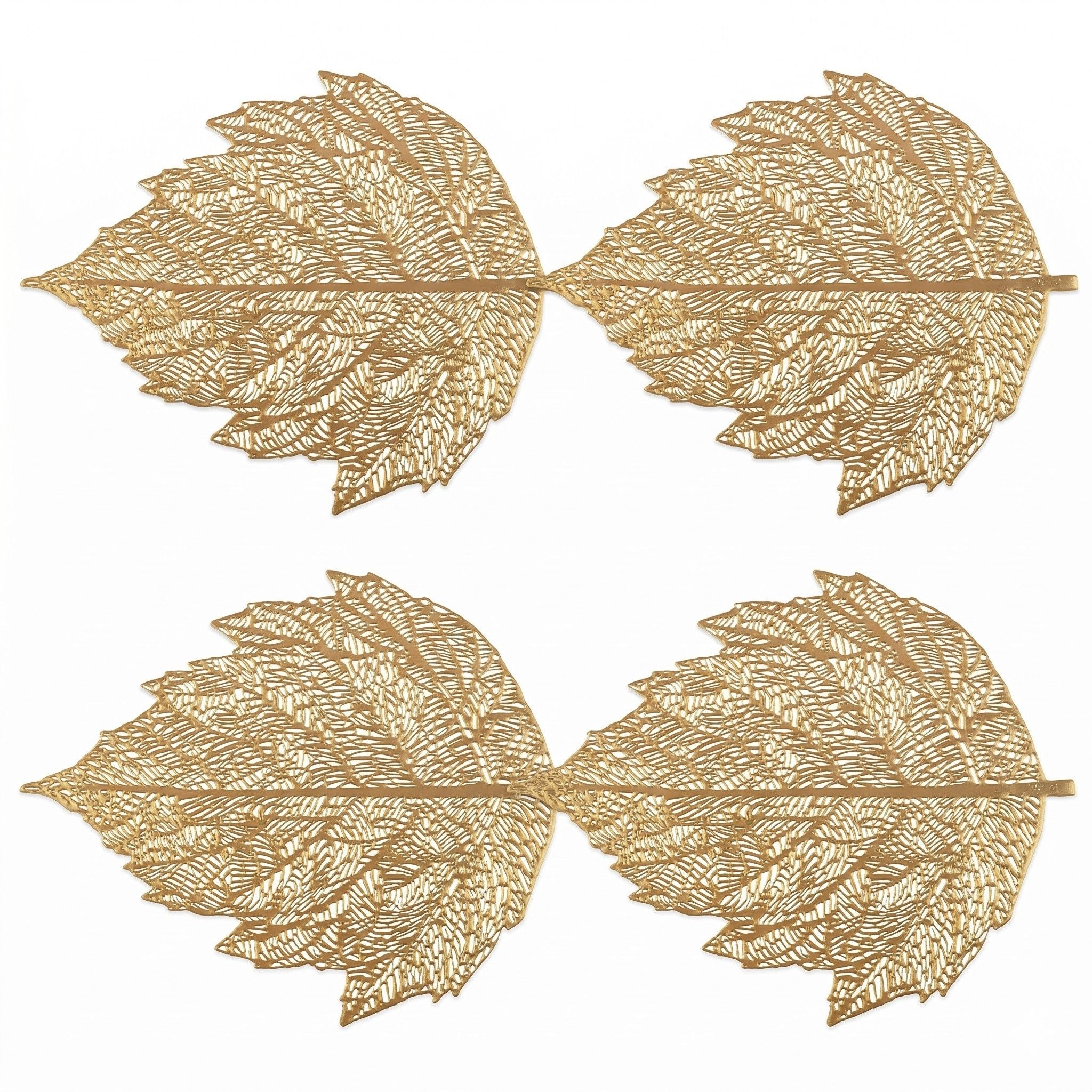 4 Piece Set Leaf Shape PVC Placemats Heat Resistant Decorative Table Mats